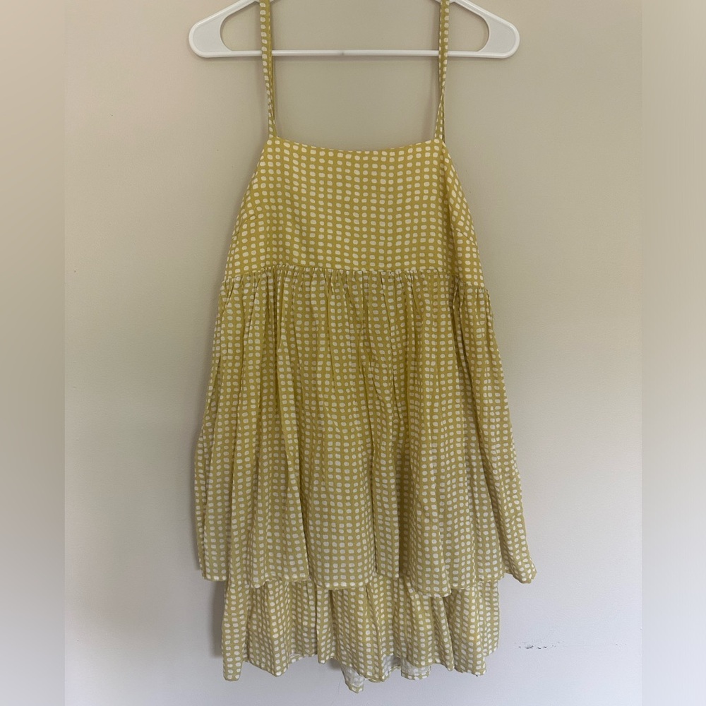 Pear colored mini tiered dress
